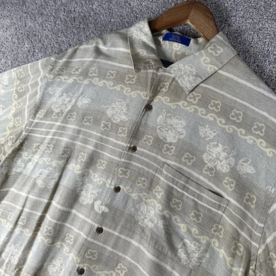 Pendleton Shirt Mens XL Beige 100% Silk Hawaiian Loop Collar Camp Button Up - Image 1 of 4