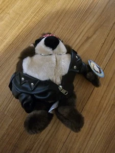 Vintage Taz Tasmanian Devil Plush Stuffed Animal Biker Motorcycle - Picture 1 of 3