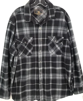Freedom Foundry-Mens Long Sleeve Button Down Fleece Flannel Shirt-XL-Black Plaid - Image 1 of 4