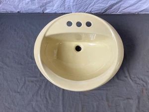 Vtg Pale Citrus Yellow 19x16 Oval Self Rimming Drop In Sink NOS Crane 524-23E - Picture 1 of 10