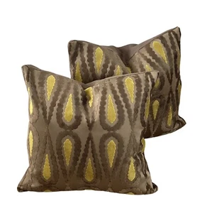 Retro Velvet Pair Of Cushion Cover Osborne & Little Fabric Brown Yellow - Picture 1 of 4