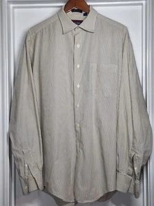 MacCluer Hemd Herren 16-35 Gestreift Beige Importierte Baumwolle Langarm Knopfleiste - Bild 1 von 10