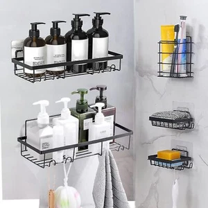 5 Pack Bathroom Shower Caddy Shelf Wall Mounted Organizer Rack Storage Holder US - Picture 1 of 12