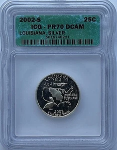 2002-S SILVER LOUISIANA STATE QUARTER - ICG PR70DCAM - FREE SHIPPING! - Picture 1 of 3