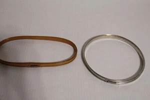 Embroidery Hoops 9” Oval Metal Spring Tension Cork Lined 7" Round Set of 2 - Picture 1 of 9