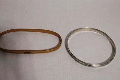 Embroidery Hoops 9” Oval Metal Spring Tension Cork Lined 7" Round Set of 2  - Image 1 of 4