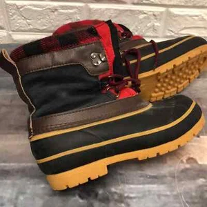 Western Chief BUFFALO PLAID Rain/Snow Boots THINSULATE Suede Red/Black Kids 4 - Picture 1 of 7