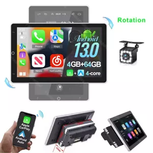 Double 2DIN Rotatable 10.1'' Touch Screen Car Stereo Android 13 4+64GB Radio GPS - Picture 1 of 16
