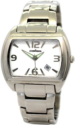 pallas Made in Germany Edelstahl Herrenuhr Quarz Datum weiß Butterflyschließe - Bild 1 von 3