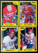 1989-90 7th Inning Sketch Hockey 4 OHL Cards Eric Lindros #1, #188, #195, #196