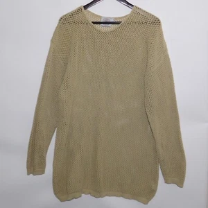 Suéter Vintage Cape Isle Knitters Beige Tostado Tejido Abierto Malla Algodón Talla Grande - Imagen 1 de 6