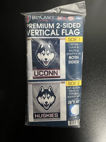 CONNECTICUT UCONN HUSKIES  Official NCAA 28x40 Outdoor House Flag Banner Sealed! Cover