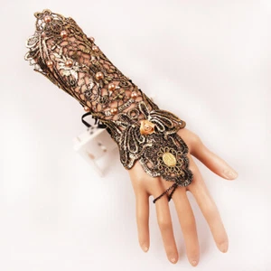 Fingerless Bracelet Gothic Steampunk Bracelet Punk Party Bead Bracelet - Picture 1 of 11