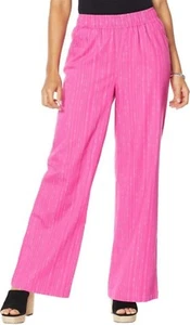 DG2 Diane Gilman SoftCell Wide-Leg Pant Magenta Sphere Strp 1X NEW (283) - Picture 1 of 4