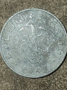 GERMANY 1941-THIRD REICH 1 REICHSPFENNIG  COIN-WORLD WAR 2 Hitler - Picture 1 of 2
