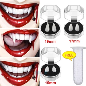 15~19MM Halloween Reusable Vampire Teeth Fangs with Adhesive Adults Kids Cosplay - Picture 1 of 15