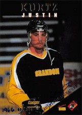 Justin Kurtz autographed Hockey Card (Jets) 1995 Signature Rookies Draft Day #22