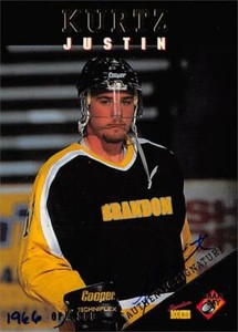 Justin Kurtz autographed Hockey Card (Jets) 1995 Signature Rookies Draft Day #22
