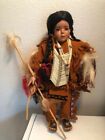 Porcelain Native American Indian Maiden Doll 14" Beaded & Fringe