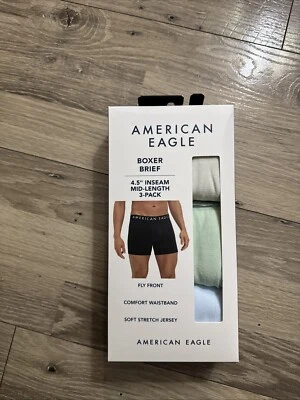 "Paquete de 3 calzoncillos boxer American Eagle pequeños multicolores flexibles entrepierna de 4,5""" Foto 1 de 4