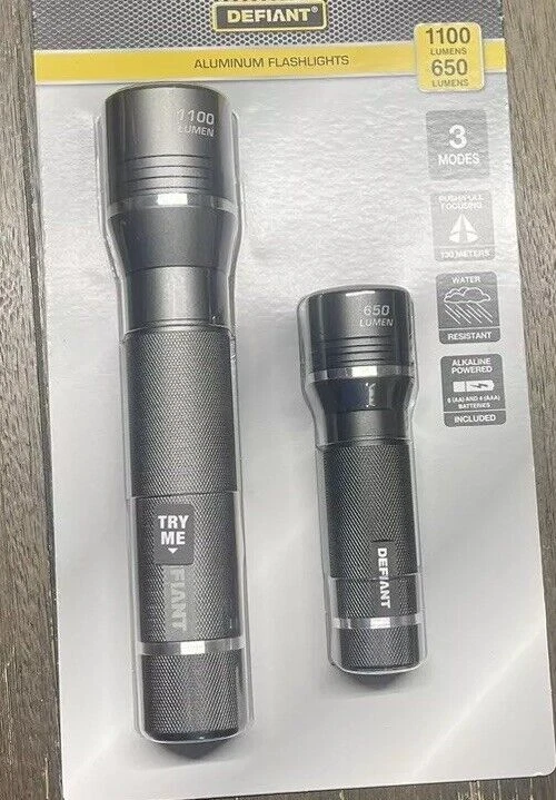 Linterna LED de aluminio de 1100 y 650 lúmenes deslizable para enfocar (paquete de 2) Foto 1 de 4