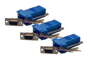 Paquete de 3 hembras azules DB9 de 9 pines a RJ45 8 conductores Conector adaptador modular de crimpado - Imagen 1 de 4