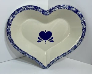 Blue Sponge Country Heart Shaped Baking Dish Unbranded, Excellent Used Condition - Picture 1 of 10