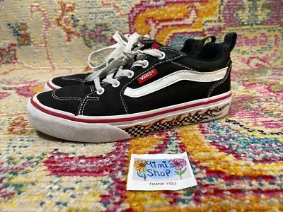 Vans Talla 1 Niños Llamas Cuadros Pared Lateral Negro Rojo Zapatillas de Patín Zapato Foto 1 de 4