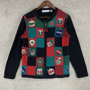 Victoria Jones S Christmas Sweater Zip Up Crochet Ornaments Festive Granny Core - Picture 1 of 7
