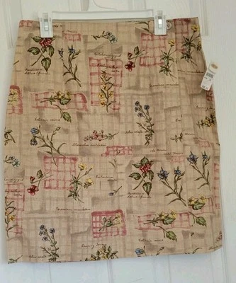 Falda envolvente Talbots para mujer nueva con etiquetas talla 16 mezcla de lino floral núcleo de cabaña Foto 1 de 4