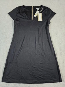 Tommy Bahama Dress Womens Medium Black Darcy V Neck Short Sleeve Zipper Stretch - Picture 1 of 12