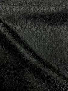 BLACK Floral Brocade Fabric (60 in.) Sold By The Yard - Picture 1 of 2
