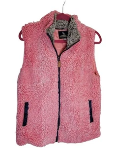 Simply Southern Sherpa Vest Pink Fuzzy Fleece Zip-Up Women Size Large - Picture 1 of 5