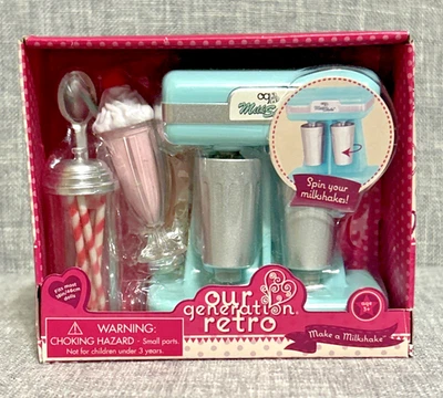 Conjunto retro MAKE A MILKSHAKE de nuestra generación para la mayoría de las muñecas de 18" nuevo en paquete Foto 1 de 4