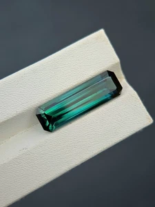 11.27 ct Natural Greenish Blue Tourmaline Emerald Cut | Untreated | Afghanistan - Picture 1 of 4