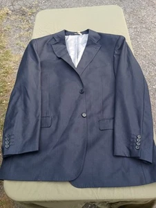 Studio Milano Mens Blazer Super 120 Navy 50 Long Two Button Polyester Viscose - Picture 1 of 8