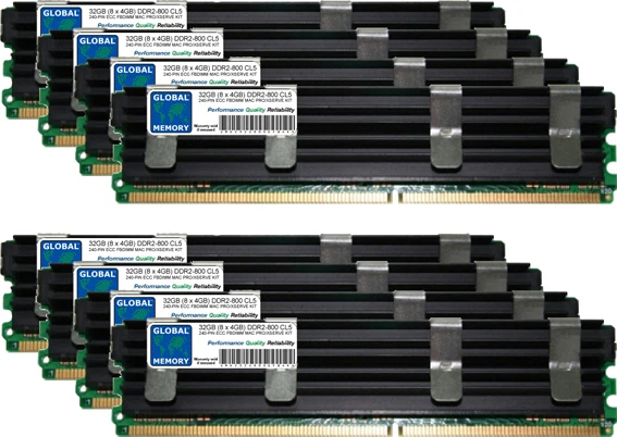 32GB (8x4GB) DDR2 800MHz PC2-6400 240-PIN ECC FBDIMM MAC PRO EARLY 2008 RAM KIT - Image 1 of 1