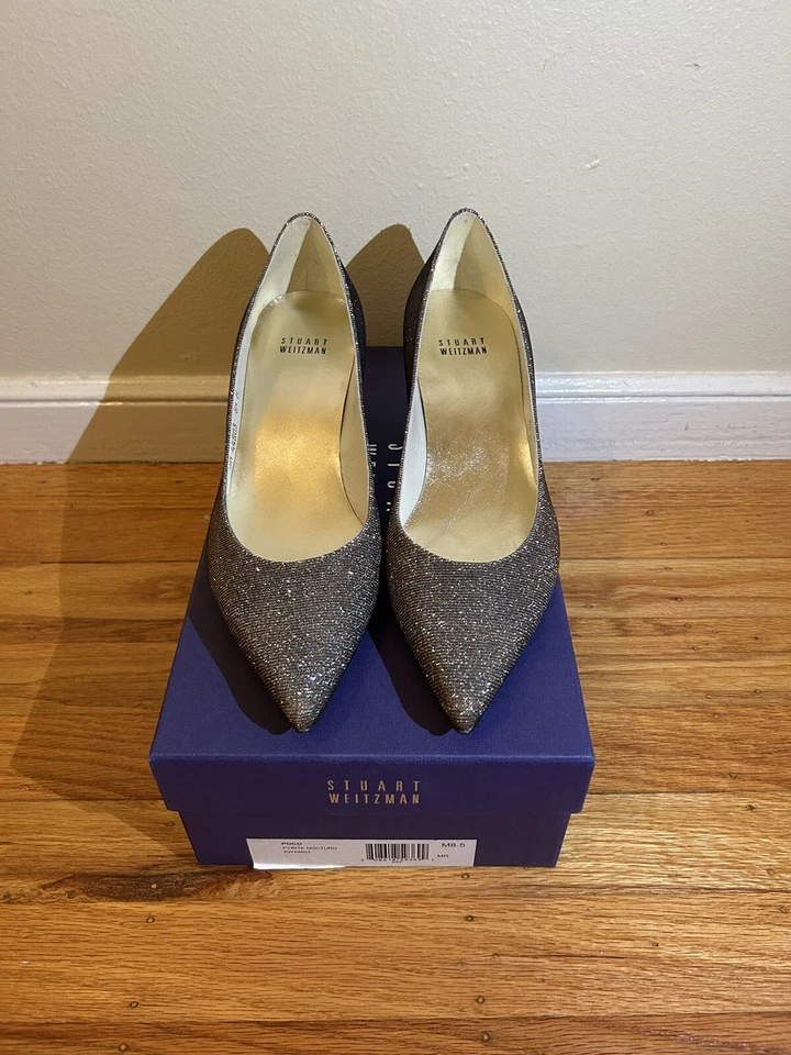 Stuart Weitzman Poco Pyrite Nocturn Mujer Noche Gatito Tacón 8.5 TOTALMENTE NUEVO Foto 1 de 4