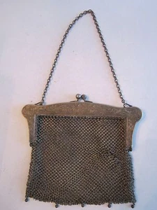 VINTAGE CHATELAINE HANDBAG - GERMAN SILVER - 9.9 OUNCES - ORNATE - Picture 1 of 1