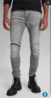 G-Star Raw Men's 5620 Knee Zip Skinny Jeans Sun Faded Glacier Gray $190 New - Image 1 of 4