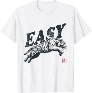 Vintage Easy Tiger Retro Distressed Grey Crew Neck Classic Fit T-Shirt Hoodie - Picture 1 of 11