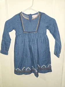 Tommy Bahama Dress Girl's Size 4T Blue Cotton Embroidered Long-sleeved - Picture 1 of 7