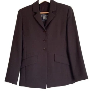 Burberry London Women Brown 100% Wool Blazer 2 Petite Lined Pockets USA Made - Picture 1 of 10