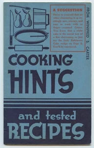 1937 W. Carter COOKING HINTS AND TESTED RECIPES Crisco - Foto 1 di 7