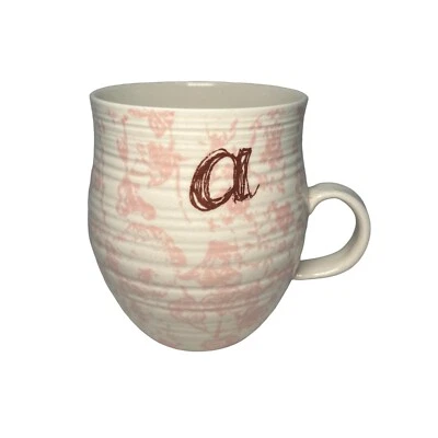 Taza inicial con monograma de cosecha propia Anthropologie letra A taza de café té rosa LEER Foto 1 de 4