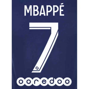 PSG 2021/22 Home Mbappe #7 YOUTH Jersey Name Set - Picture 1 of 1