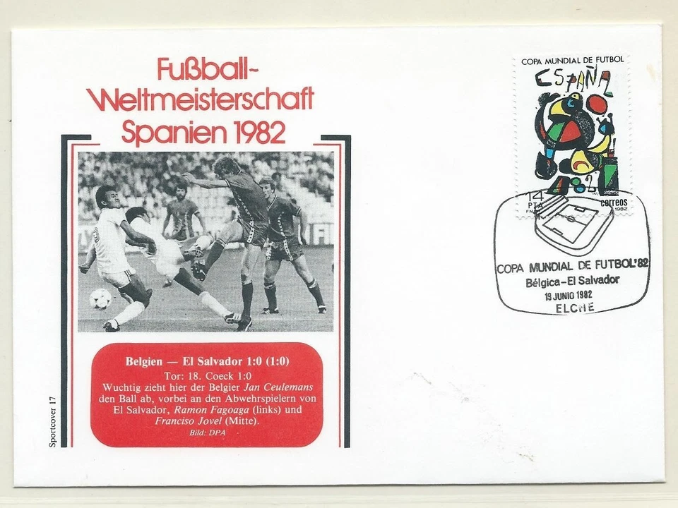 Spain World Championship Soccer 1982 cover ands cancel Match Belgium-Salvador - Image 1 of 1