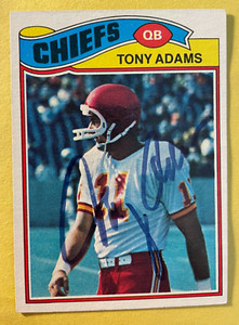 SIGNED TONY ADAMS 1977 TOPPS FOOTBALL CARD AUTOGRAPH - CHIEFS