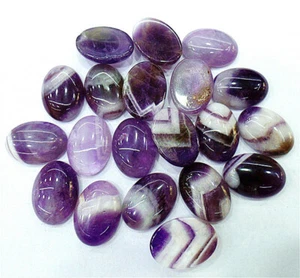 10Pcs 18x13x5mm Natural Purple Amethyst Oval Cab Cabochon Jewelry Making HH7199 - Picture 1 of 2