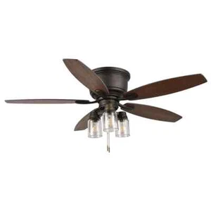 Stoneridge 52 in. Indoor/Outdoor LED Bronze Hugger Ceiling Fan with Light Kit an - Picture 1 of 7